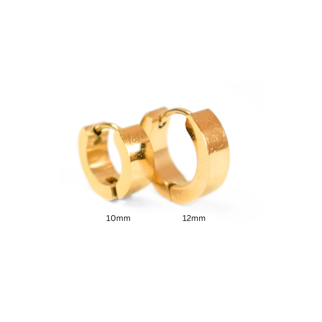 10mm edged hoops - Gold