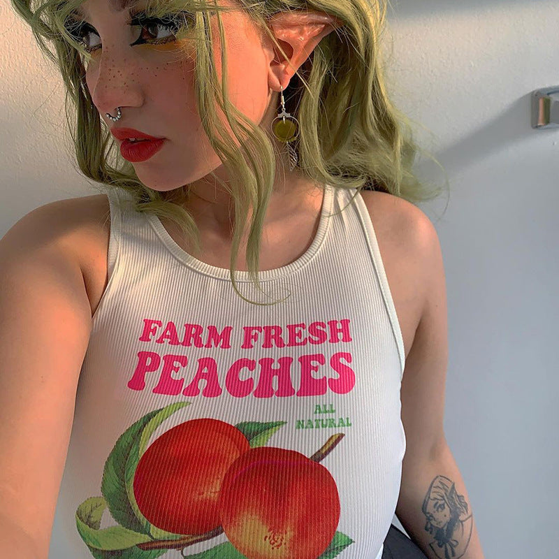Farm Fresh Peaches Ribbed Top
