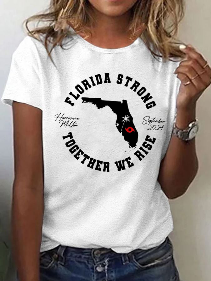 Women's Hurricane Milton Florida Strong Print T-Shirt