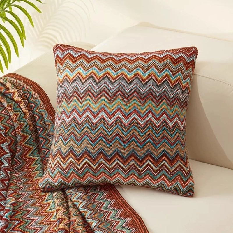 Color Woven Model Room Knitted Pillow Living Room Sofa Decorative Cushion Plain Color Bedroom Wool Pillow Core