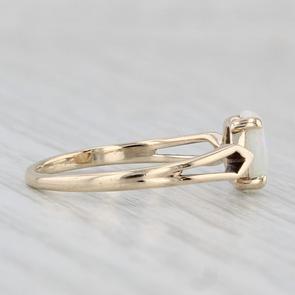 Opal Cabochon Solitaire Ring 10k Yellow Gold Size 5.75