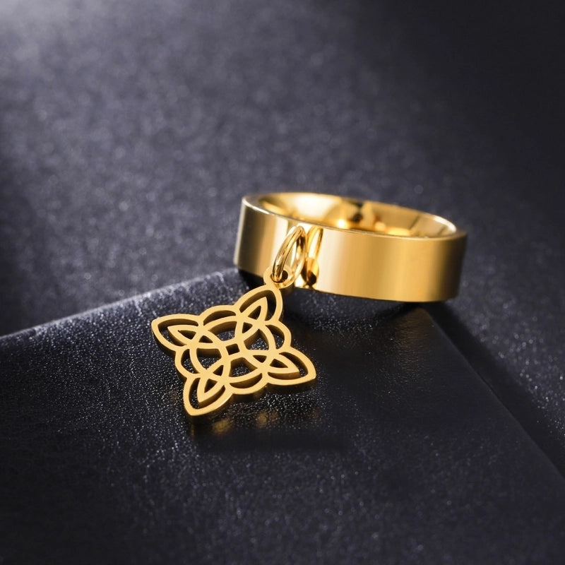 Minimalist Witch Knot Solid Color Titanium Steel Plating Rings