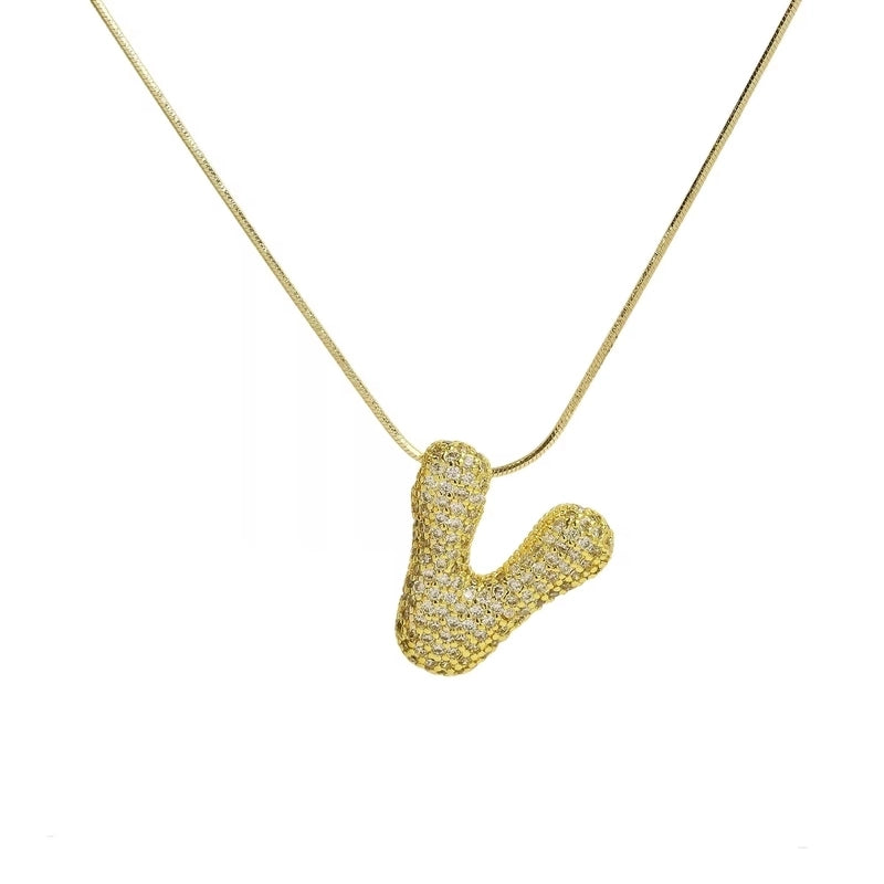 Minimalist Classic Style Letter Copper Plating 18K Gold Plated Pendant Necklace