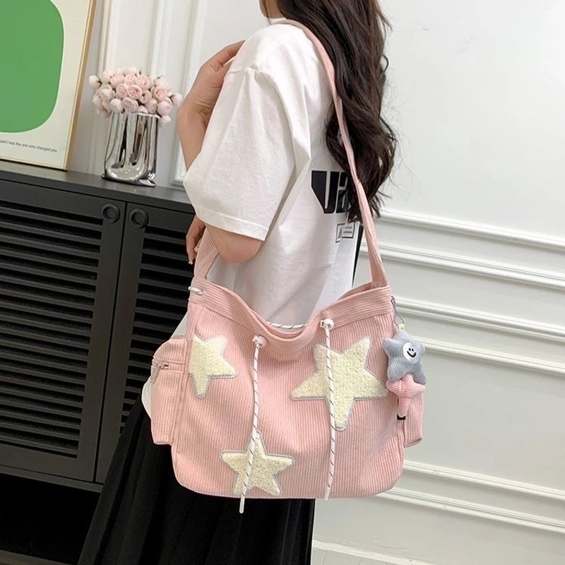 Women's Large All Seasons Velvet Star Vacation Square Zipper Tote Bag