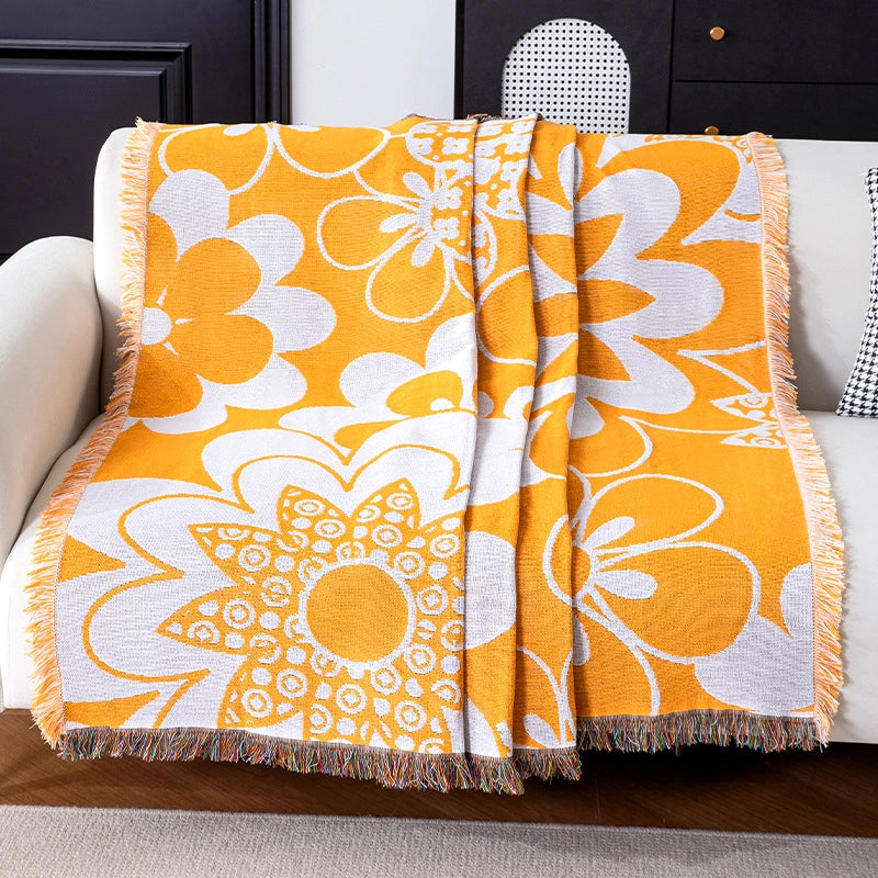 Elegant Classical Pastoral Floral Cotton Polyester Blanket Couch & Sofa Decor