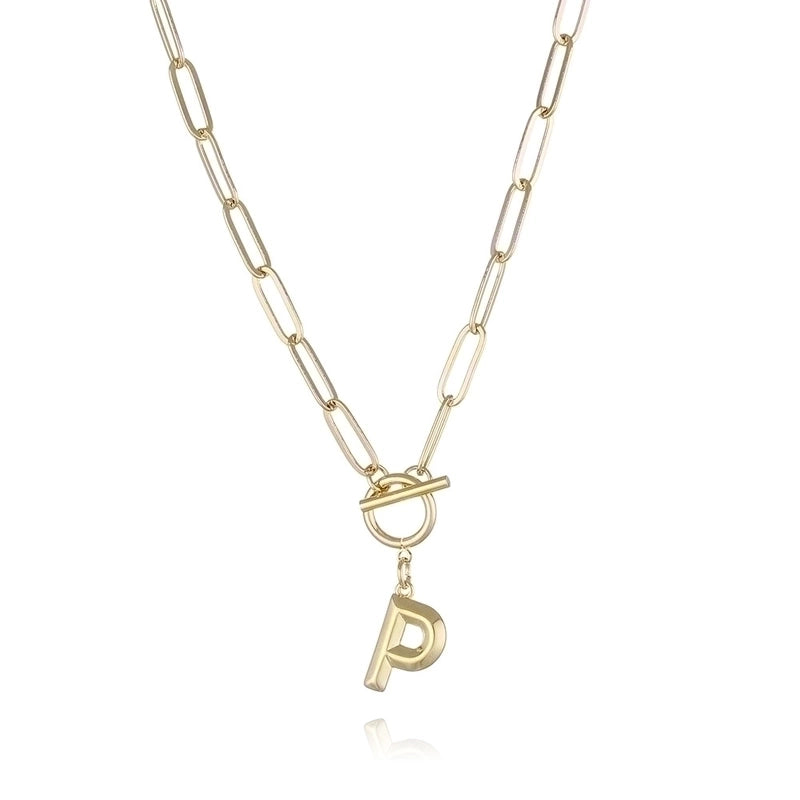 Copper 14K Gold Plated Fashion Plating Letter Pendant Necklace
