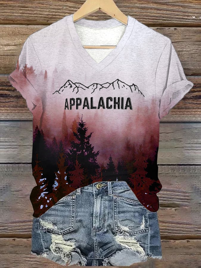 Women's Appalachia Strong Print V-Neck T-Shirt