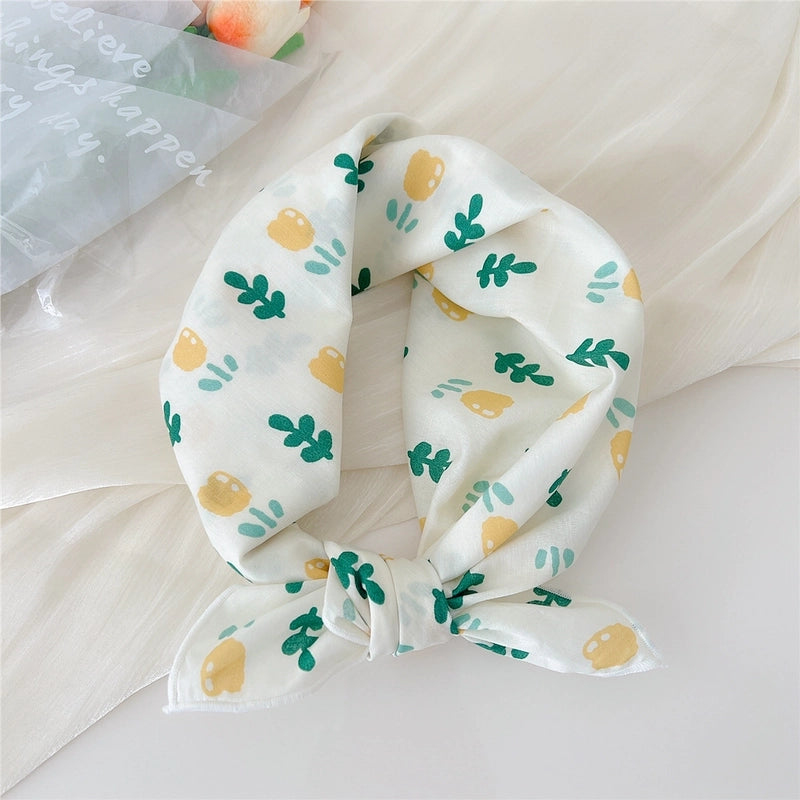 Women's Elegant Sweet Ditsy Floral Polka Dots Heart Shape Polyester Silk Scarf