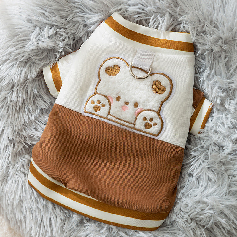 Bear Pattern Baseball Dog Jacket Harness