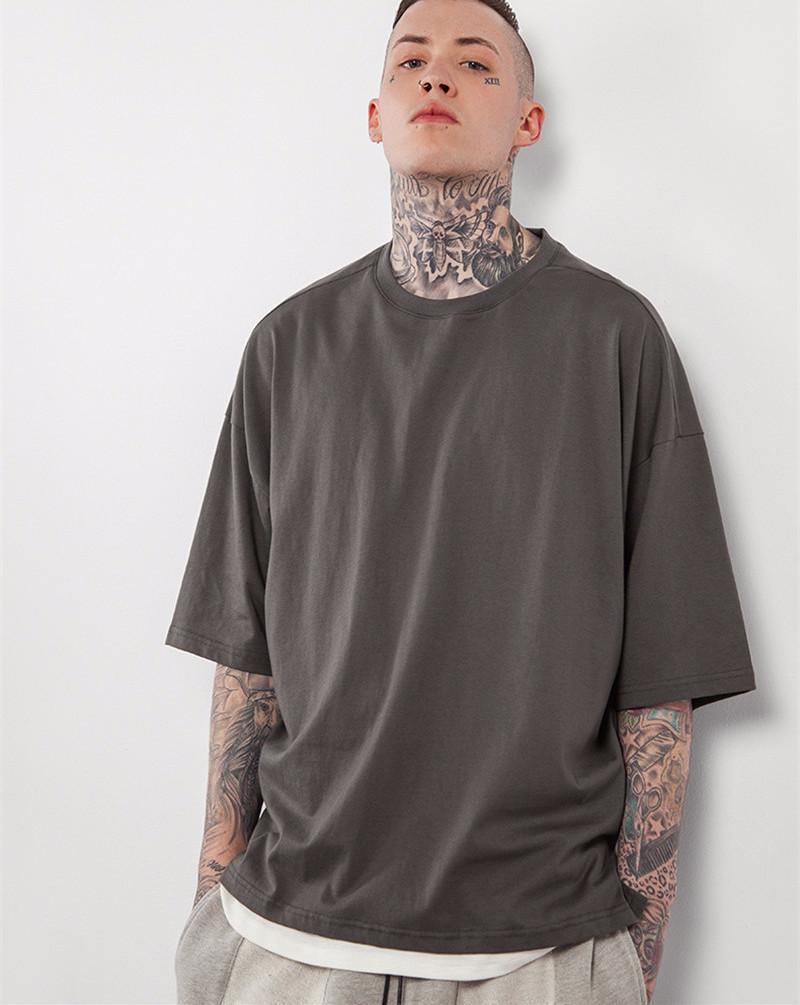 Solid Drop Shoulder Oversized Tee