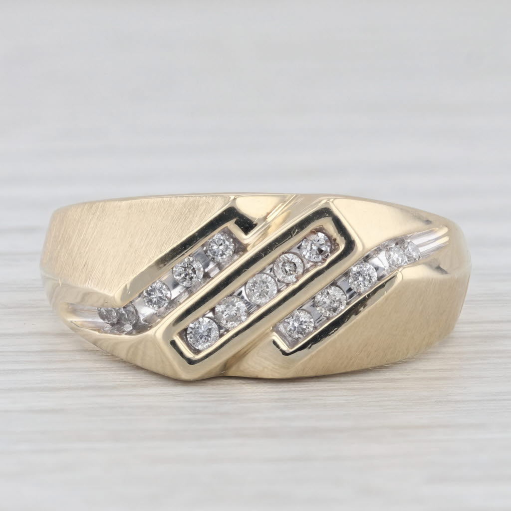 0.25ctw Diamond Men's Ring 10k Yellow Gold Size 10.75 Wedding Band