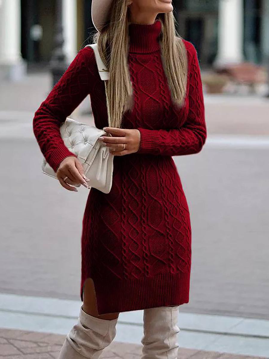 Solid Color Slim Long Sleeve Turtleneck Sweater