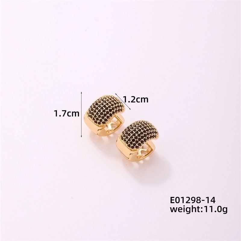 1 Piece Casual Minimalist Geometric Copper Zircon Gold Plated Silver Plated Huggie Earrings