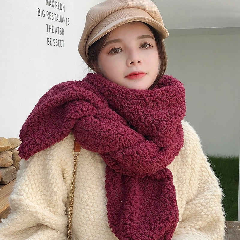 Women's Minimalist Solid Color Fleece Scarf