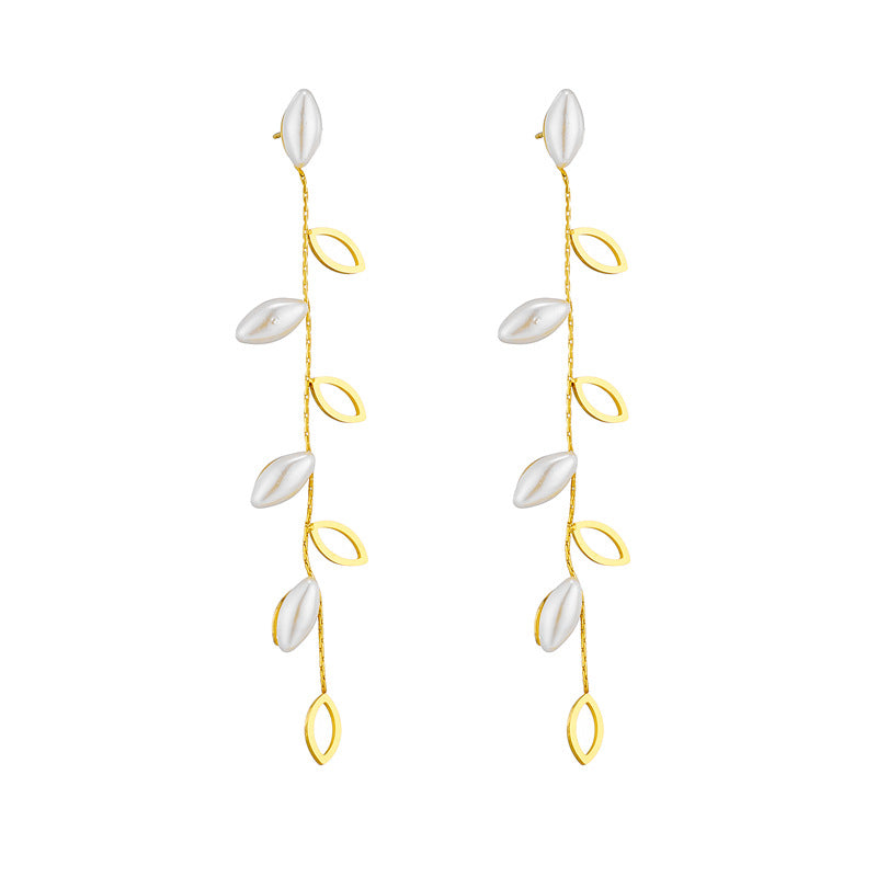 Leaf Titanium Steel Electroplating Stud Earrings