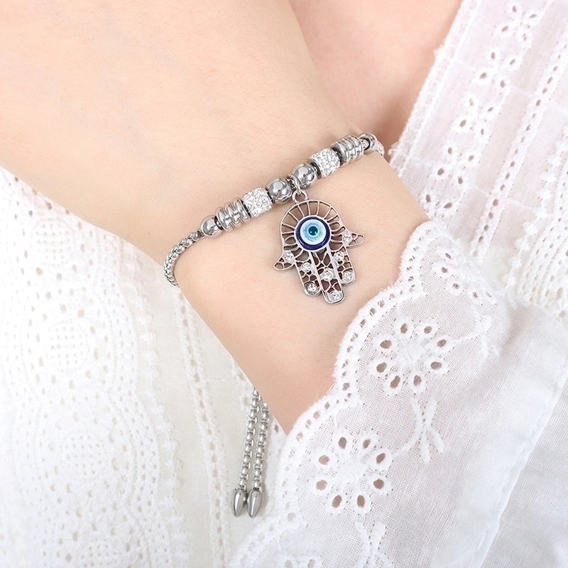 Hip-Hop Exaggerated Devil'S Eye Star Heart Shape Titanium Steel 18K Gold Plated Zircon Bracelets In Bulk