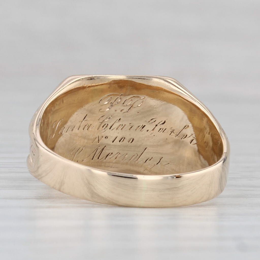 Native Sons of the Golden West Signet Ring 10k Yellow Rose Gold Size 9.15