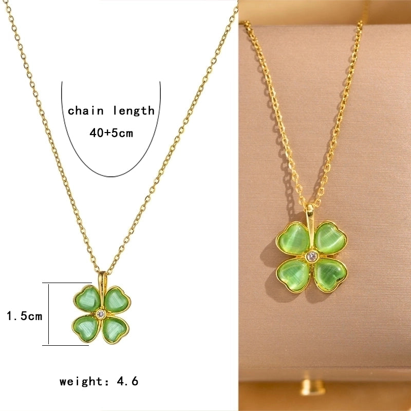 Elegant Lady Streetwear Geometric Flower Butterfly 304 Stainless Steel Acrylic Zircon 18K Gold Plated Inlay Pendant Necklace