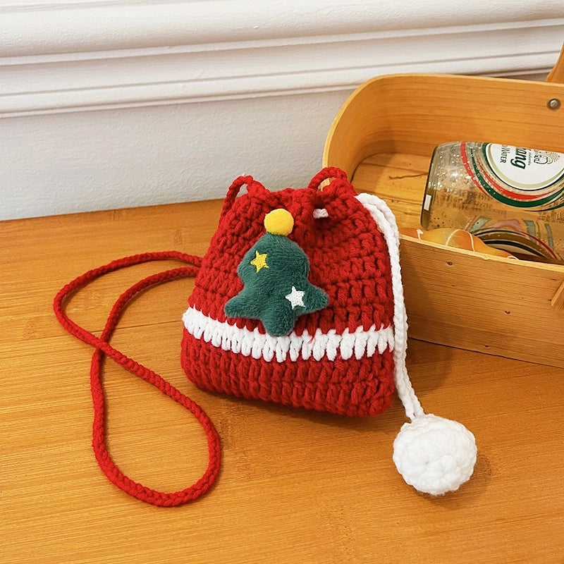 Women's Mini Yarn Color Block Vintage Style Classic Style Bucket String Bucket Bag