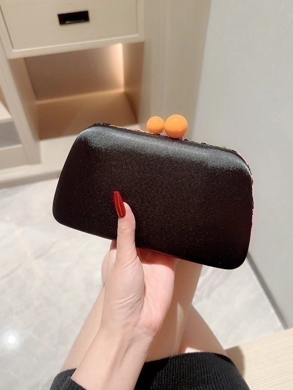 Orange Polyester Flower Embroidery Embroidery Evening Bags