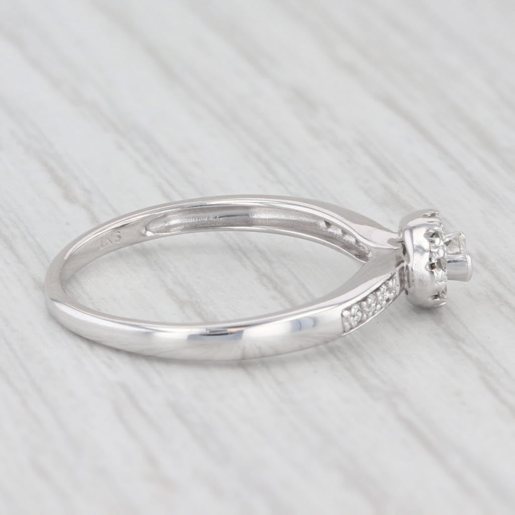 0.12ctw Round Diamond Halo Engagement Promise Ring 10k White Gold Size 6.5