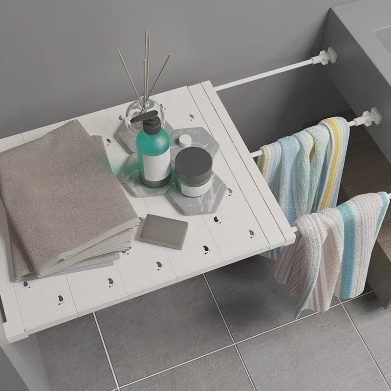 Expandable Closet Tension Shelf Storage Rack for Wardrobe. Kitchen. Bathroom