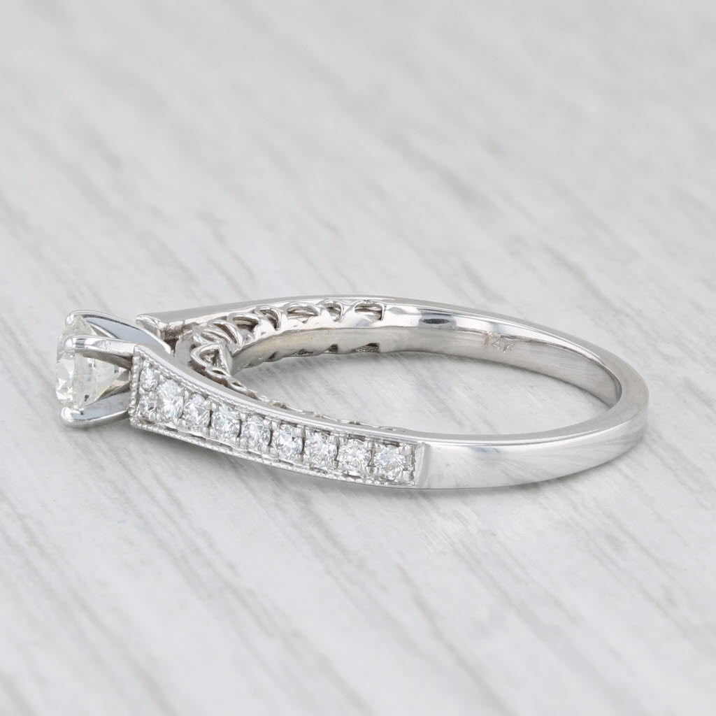 0.75ctw Round Diamond Engagement Ring 14k White Gold Size 7.75 Cathedral Band