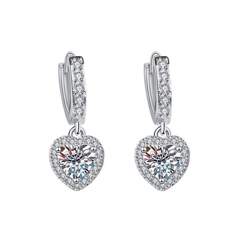 1 Pair Sweet Minimalist Round Heart Shape Bow Knot Plating Inlay Copper Zircon Silver Plated Drop Earrings