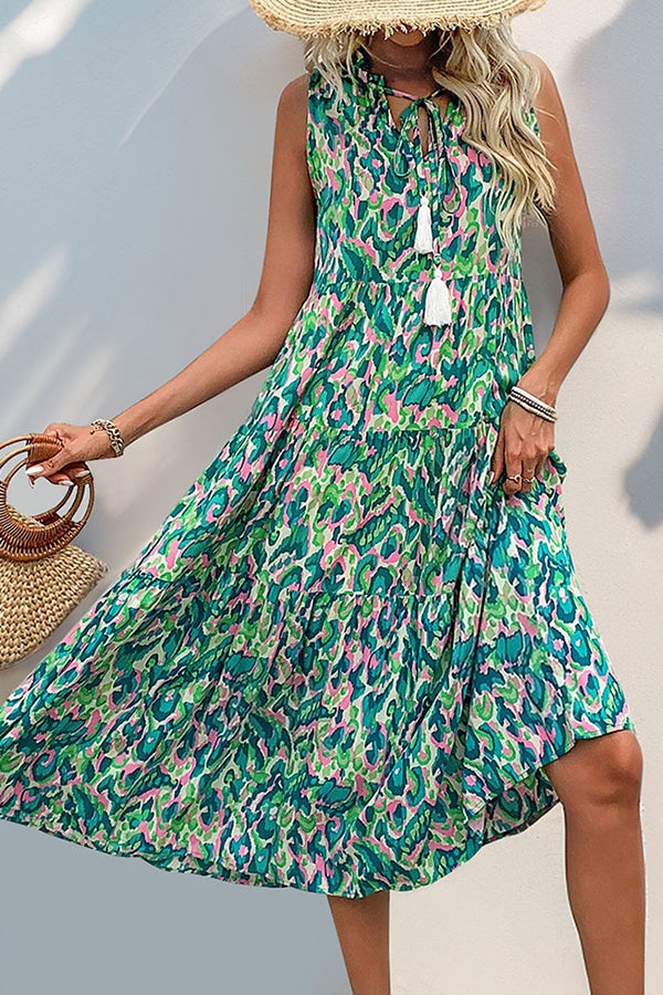 Bohemia Floral Print Fashion Midi Dress