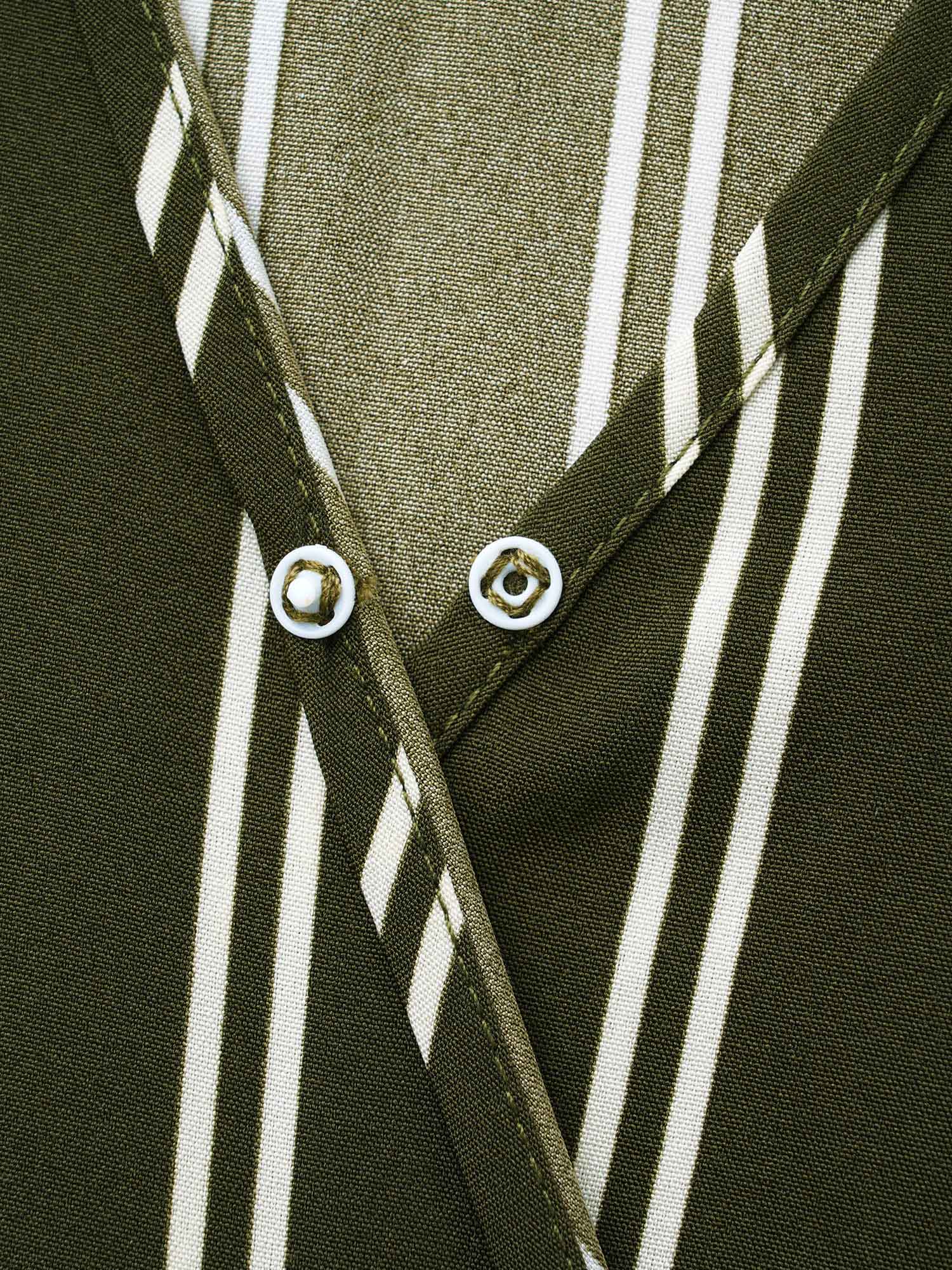 Striped Tie Knot Lantern Sleeve Dress