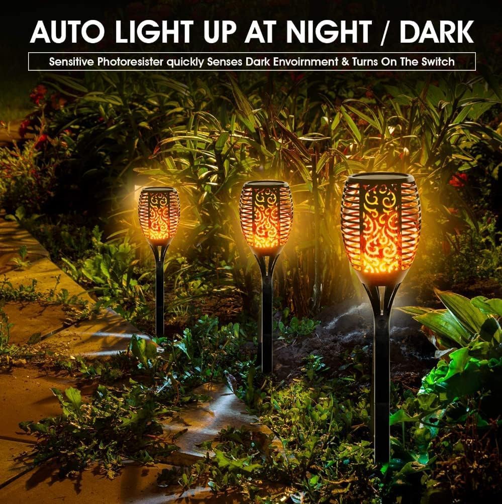 Solar Flame LED Light. Solar Ground Lights with Sensor Activated