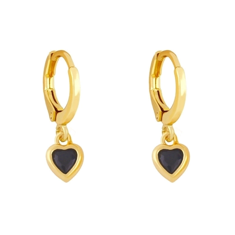 Fashion Heart Copper Artificial Gemstones Copper Earrings