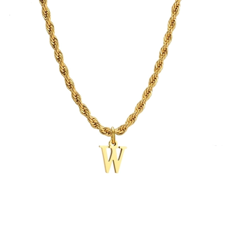 Minimalist Letter Stainless Steel Gold Plated Pendant Necklace