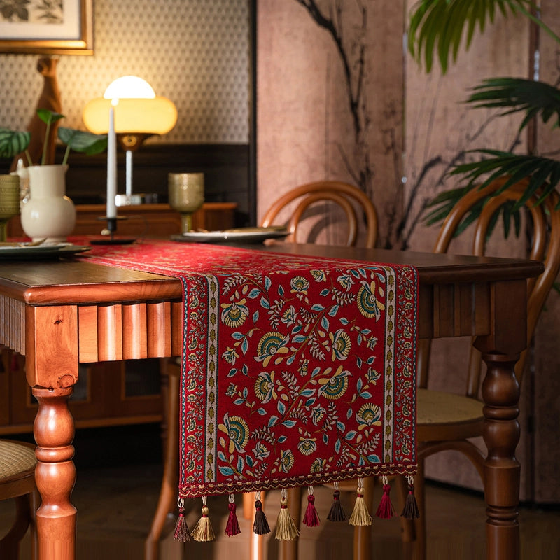 Retro Leaf Flower Polyester Tablecloths