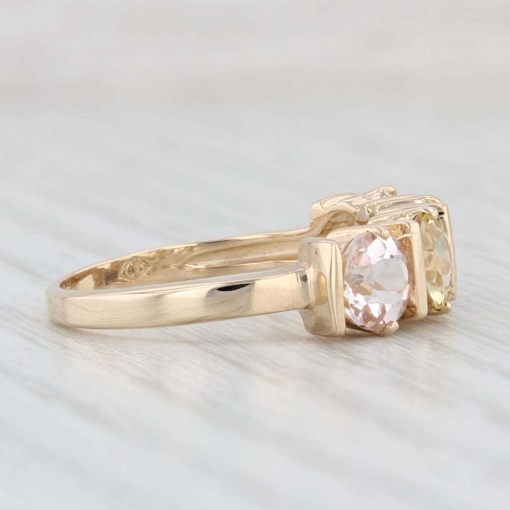 1.80ctw Morganite Aquamarine Heliodore Ring 14k Yellow Gold Size 7