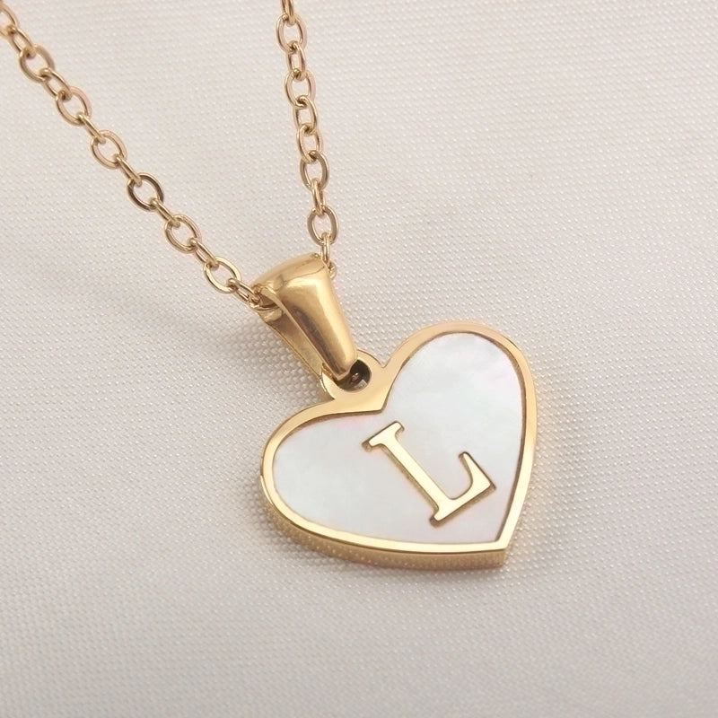 Casual Letter 304 Stainless Steel Shell Shell 18K Gold Plated Plating Inlay Pendant Necklace