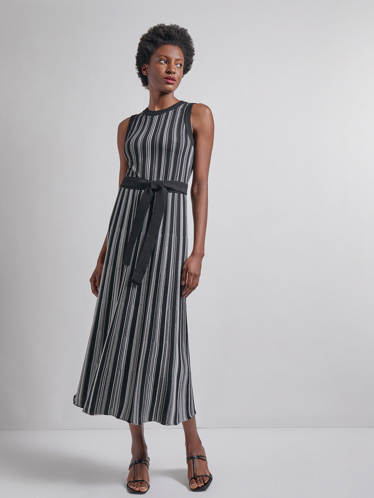 Sleeveless Soft Ribbed Knit Belted Maxi Dress - Modern Fit
