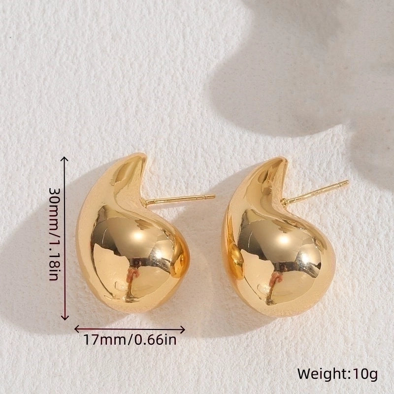 1 Pair Minimalist Water Droplets Heart Shape Plating Inlay Titanium Steel Artificial Pearls 18K Gold Plated Ear Studs