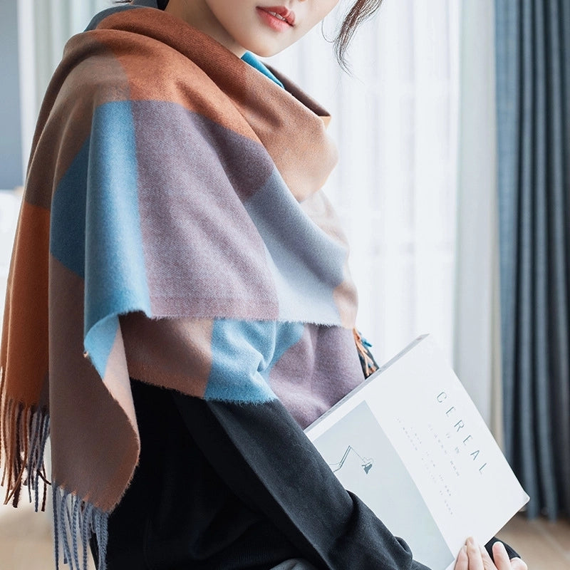 Women's Minimalist Commute Plaid Polyester Scarf