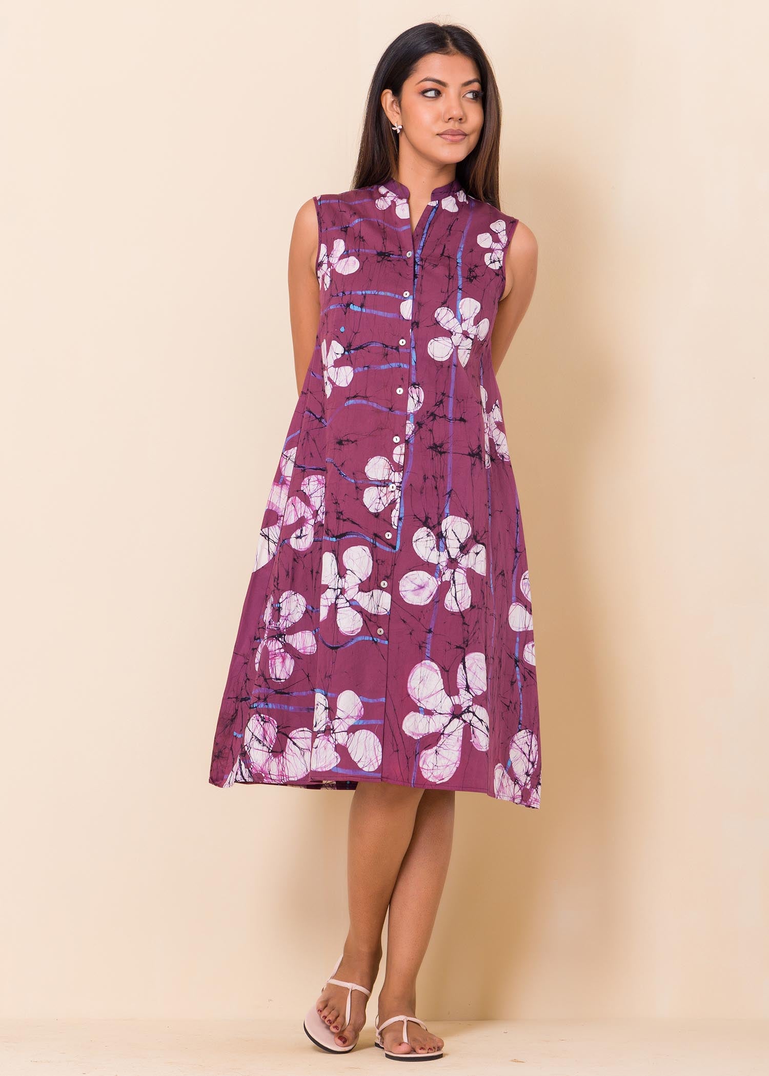 Batik Floral Sleeveless Dress