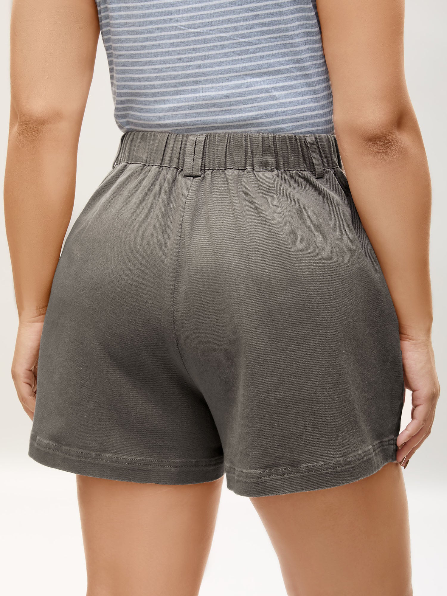 Stretchy Waist Vintage Pockets Shorts