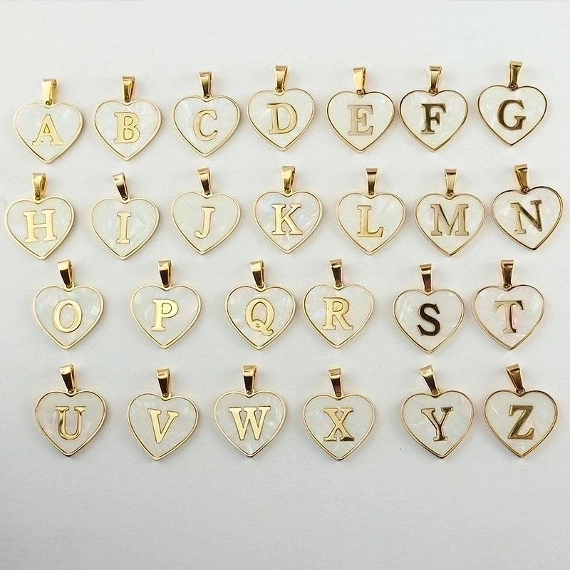 Cute Sweet Letter Titanium Steel Plating Inlay Shell Pendant Necklace