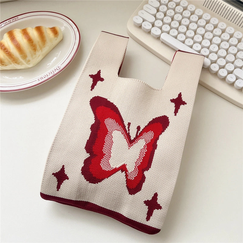 Women's Small Knit Animal Cartoon Cute Open Handbag