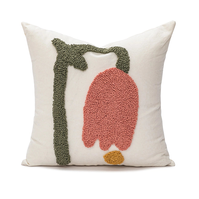 Embroidered Daisy Floral Pillow Case Light Luxury Pastoral Style Homestay Wear Bay Window Pillow Cushion Detachable And Washable Square Pillow