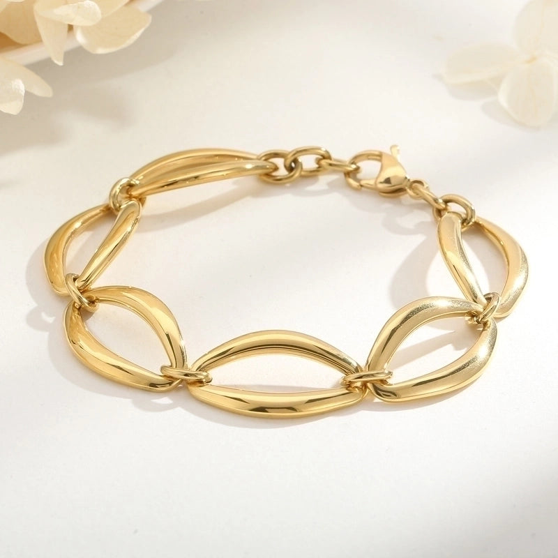 Rock Geometric Titanium Steel 18K Gold Plated Bracelets In Bulk