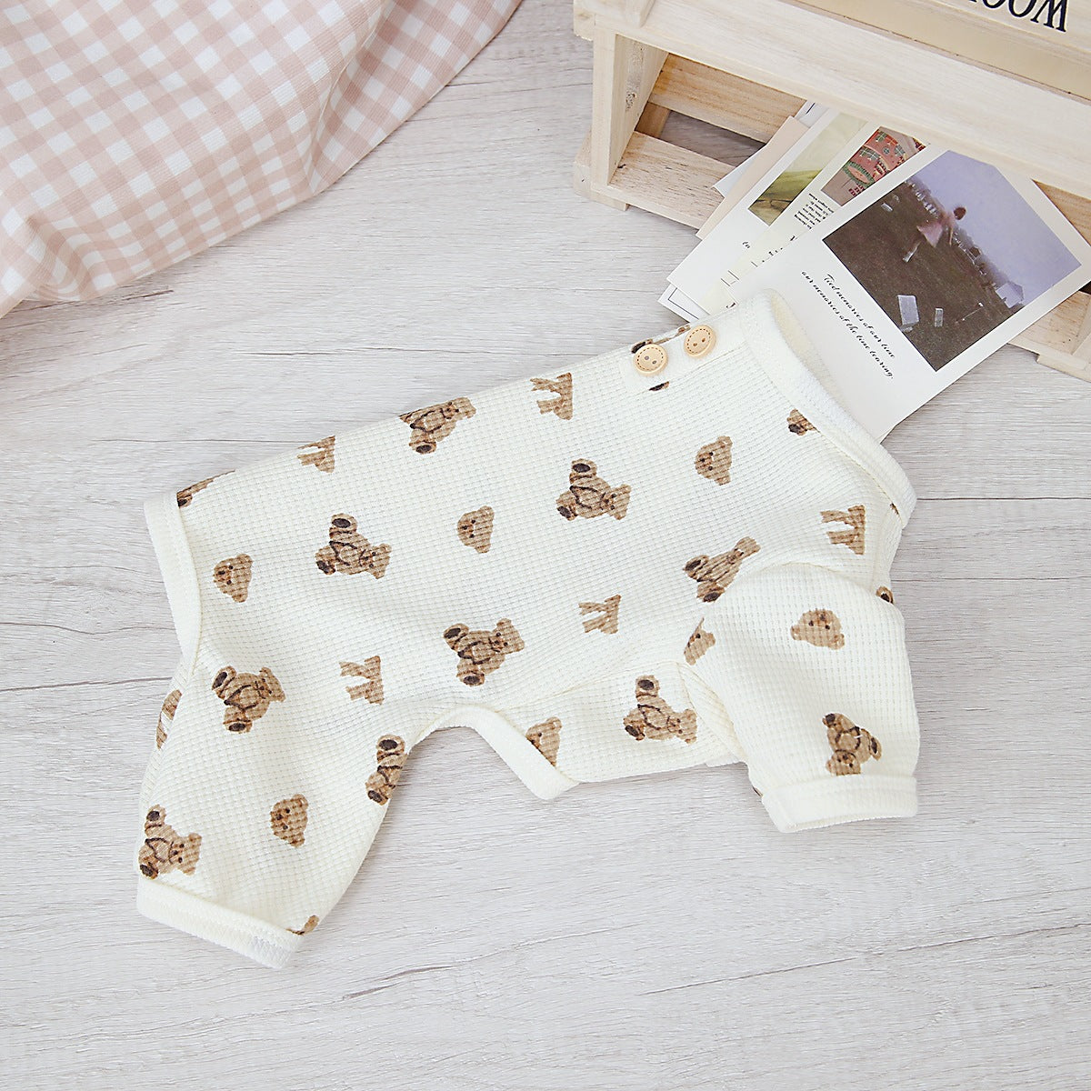 Waffle Bear Printed Dog Jumpsuits/Vest