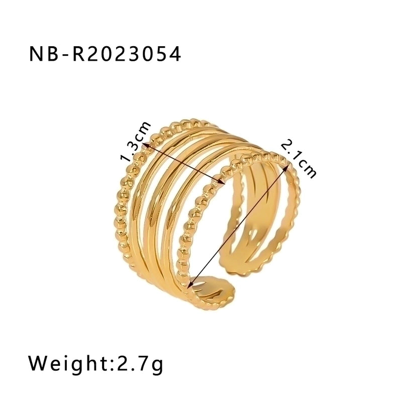 2 Pieces Stainless Steel 18K Gold Plated IG Style Basic Minimalist Plating Tree Symbol Lingge Open Rings