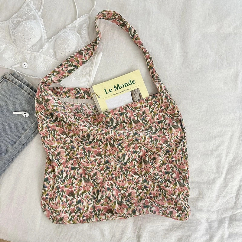 Niche Canvas Bag For Women 2024 New Summer Design Sense High Quality Artistic Floral Canvas Bag