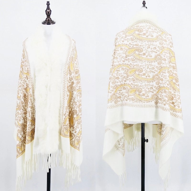 Women's Ethnic Style Flower Imitation Cashmere Tassel Shawl