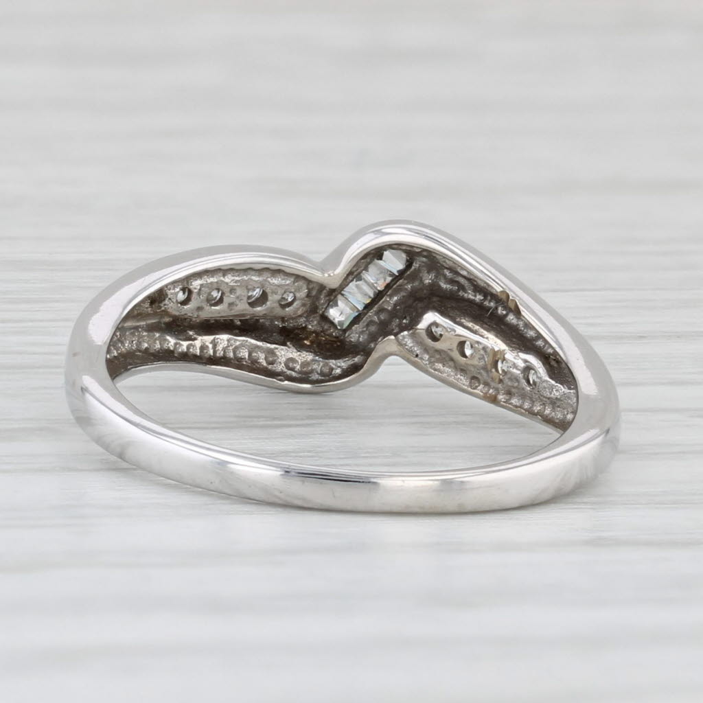 0.15ctw Diamond Overlay Ring 10k White Gold Size 6 Wedding Band Stackable